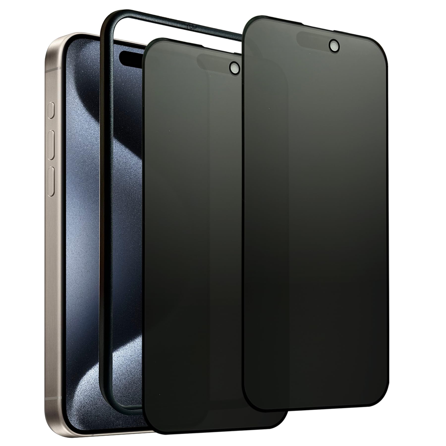 SOOPUR 2 Pack Matte Privacy Screen Protector for iPhone 15 Pro Max with Easy Installation Frame, Smooth & Sensitive Touch, Anti-spy Anti-glare Eye Protection Tempered Glass Film 6.7 Inches