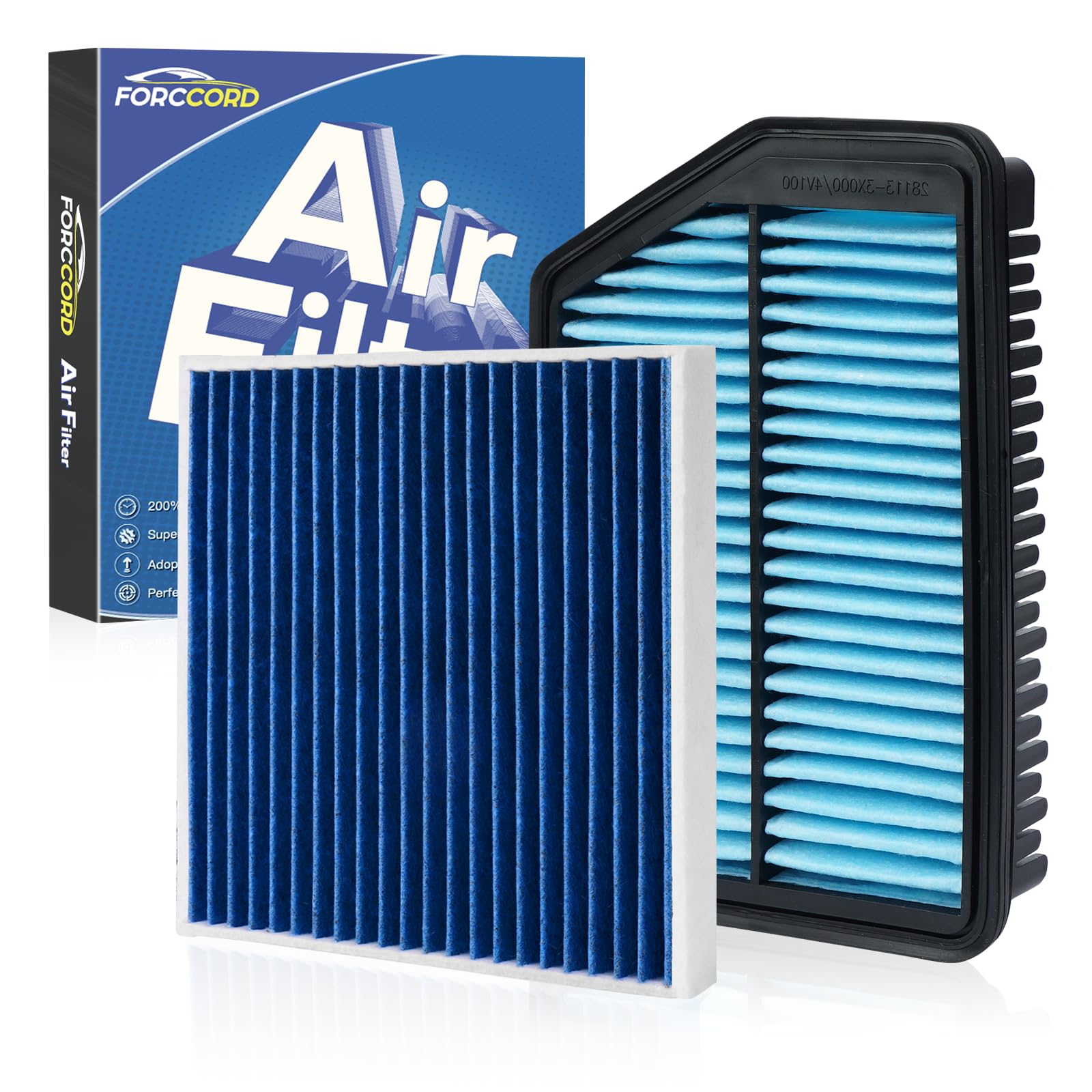 Photo 1 of Forccord Cabin & Engine Air Filter Fit for Hyundai Elantra 1.8L 2011-2016, Elantra Gt L4 2.0L 2014-2017, Kia Forte5 2.0L 2014-2018 Activated Carbon Cabin Filter Replacement CF10728 28113-3X000