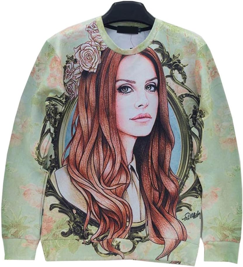 Women Sweater Floral Lana Del Rey Hoodies Beautiful Pullovers 3D Sweatshirts (M)