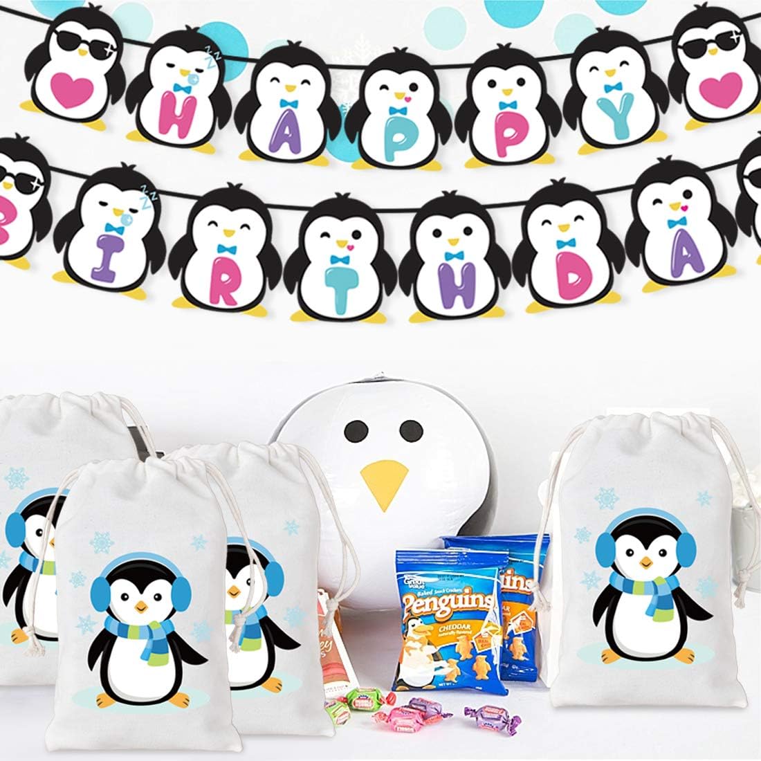 Kreatwow Penguin Party Favor Bags 12 Pack, White, Black, Small - Image 5