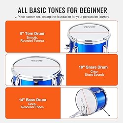 VEVOR Kids Drum Set, 14 in 3-Piece Beginner Junior