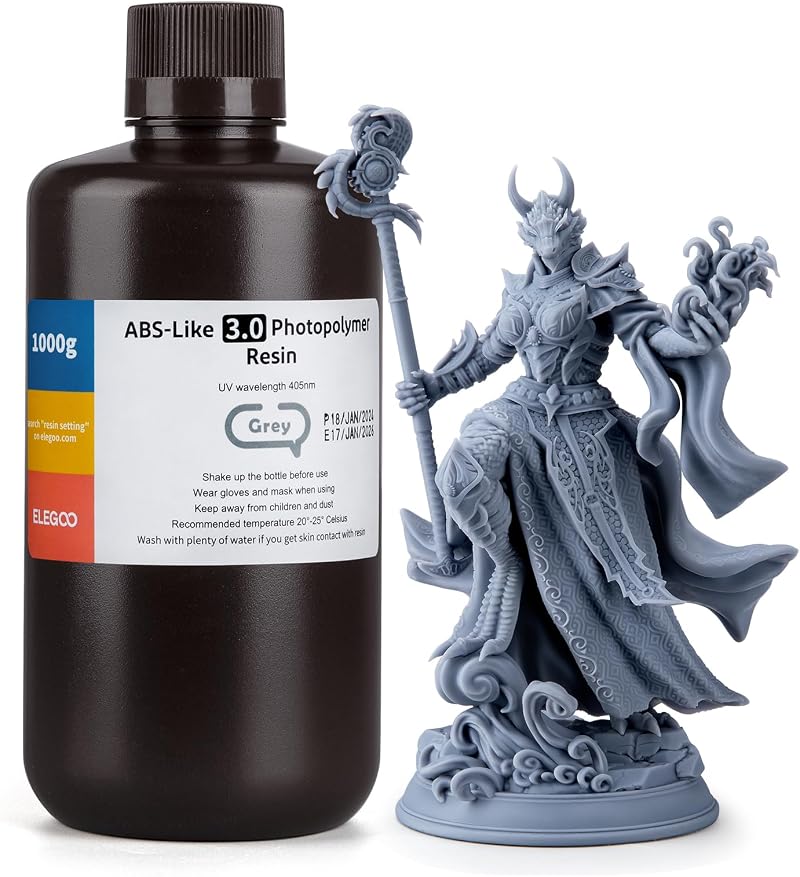 ELEGOO ABS-Like 3.0 Resin 405nm Grey 1000g High Strength Low Viscosity