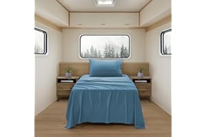 SWEET HOME COLLECTION Camping Sheets Twin Size - Outdoor Air Mattress Sheet Set – Built-in Corner Straps for Air Mattress & Camping Use – Designed for Inflatable Beds & Tailgate Sleepovers, Denim