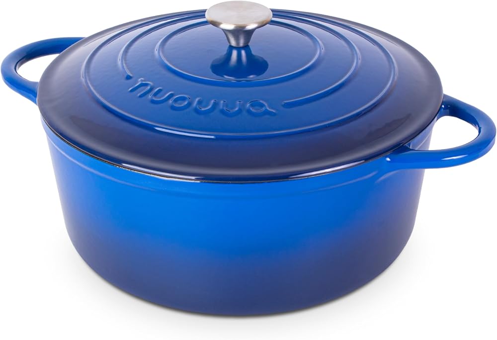Nuovva Enamelled Cast Iron Dutch Oven 7.3 Qt 30cm Dark Blue with Lid