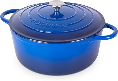Nuovva Enamelled Cast Iron Dutch Oven 7.3 Qt 30cm Dark Blue with Lid