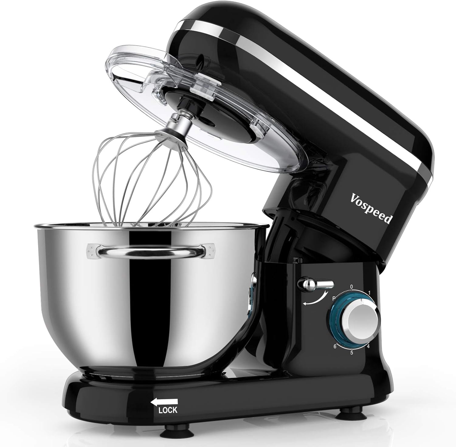 Stand Mixer, Vospeed Food Mixer Dough Blender, 6.2L Electric Cake Mixer with Bowl, Beater, Hook, Whisk