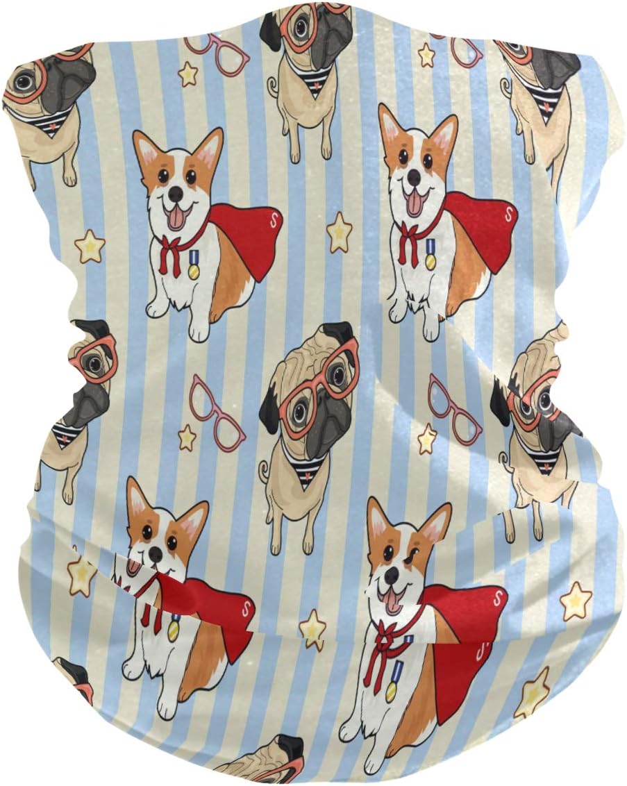 Sawhonn Cute Art Puppy Dog Face Mask Headwear Headband Bandana Neck Gaiter Magic Scarf Balaclavas Headwraps for Outdoor Women Men