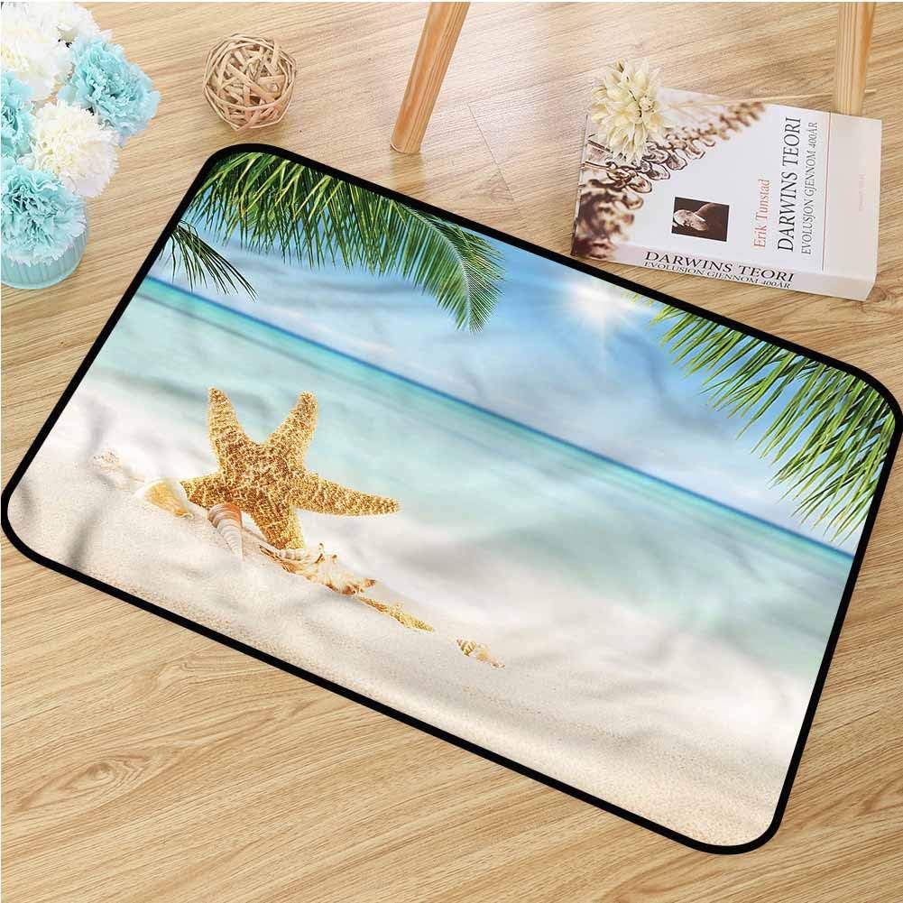 TBRfine Ocean, Doormat, Sandy Beach with Starfish, Door Mats for Inside Bathroom