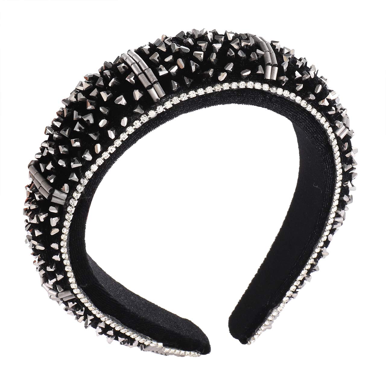 Padded Headband for Women Black Velevt Soft Wide Headband