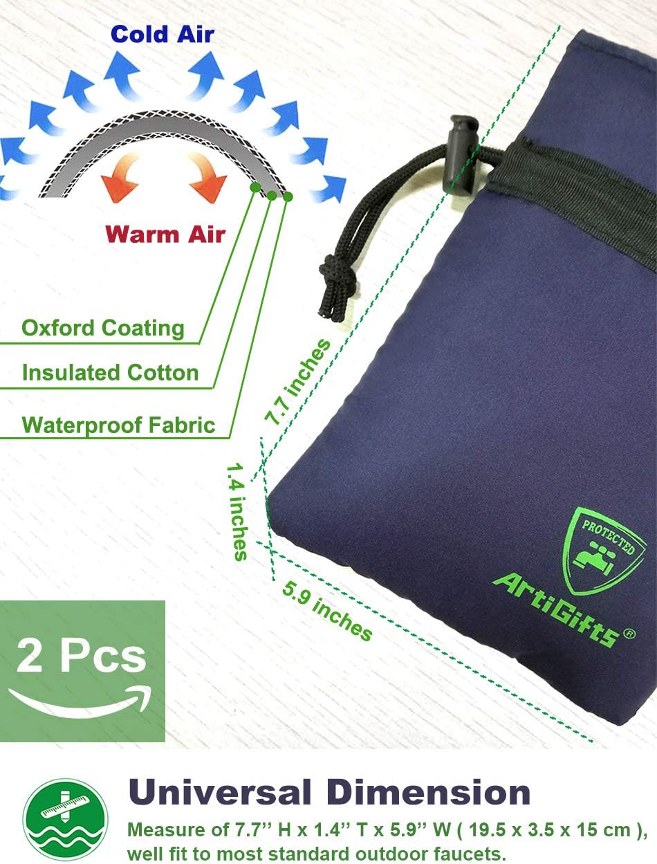 ArtiGifts Pro Outdoor Faucet Cover Socks for Winter Freeze Protection, 5.9" W x 7.7" H, Mazarine Blue, Set of 2 : Garden & Outdoor