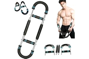 Twister Arm Trainer-Adjustable 40-110lb Arm & Chest Strengthener with 4 Detachable Springs, Portable Power Twister Bar for Ho