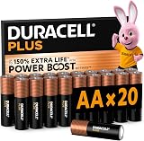 Duracell Plus AA Batteries 20 Pack Alkaline 1.5V POWER BOOST 10 Year Storage view 1