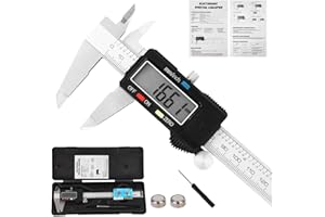 AURDEAYI Digital Caliper Measuring Tool, Stainless Steel Vernier Caliper Digital, Micrometer Calipers with Large LCD Screen, Auto-Off Feature, Inch Millimeter Conversion, 6 Inch Caliper Tools for DIY/Household