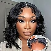 Atilck Wear and Go Glueless Bob Wig - Body Wave Lace Front Human Hair Wigs for Black Women - Pre Plucked and Pre Cut 4x4 Lace Closure - No Glue Needed for Beginners 12 Inch