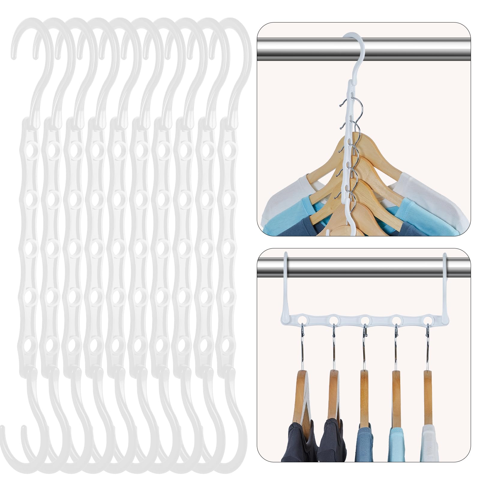 Photo 1 of HOUSE DAY White Magic Plastic Hangers Space Saving Organizers and Storage Clothes Hanger Multi Hangers Sturdy Wardrobe Closet for Heavy Clothes, Dorm Room Bedroom Home RV Car Camper Essentials 20 Pack