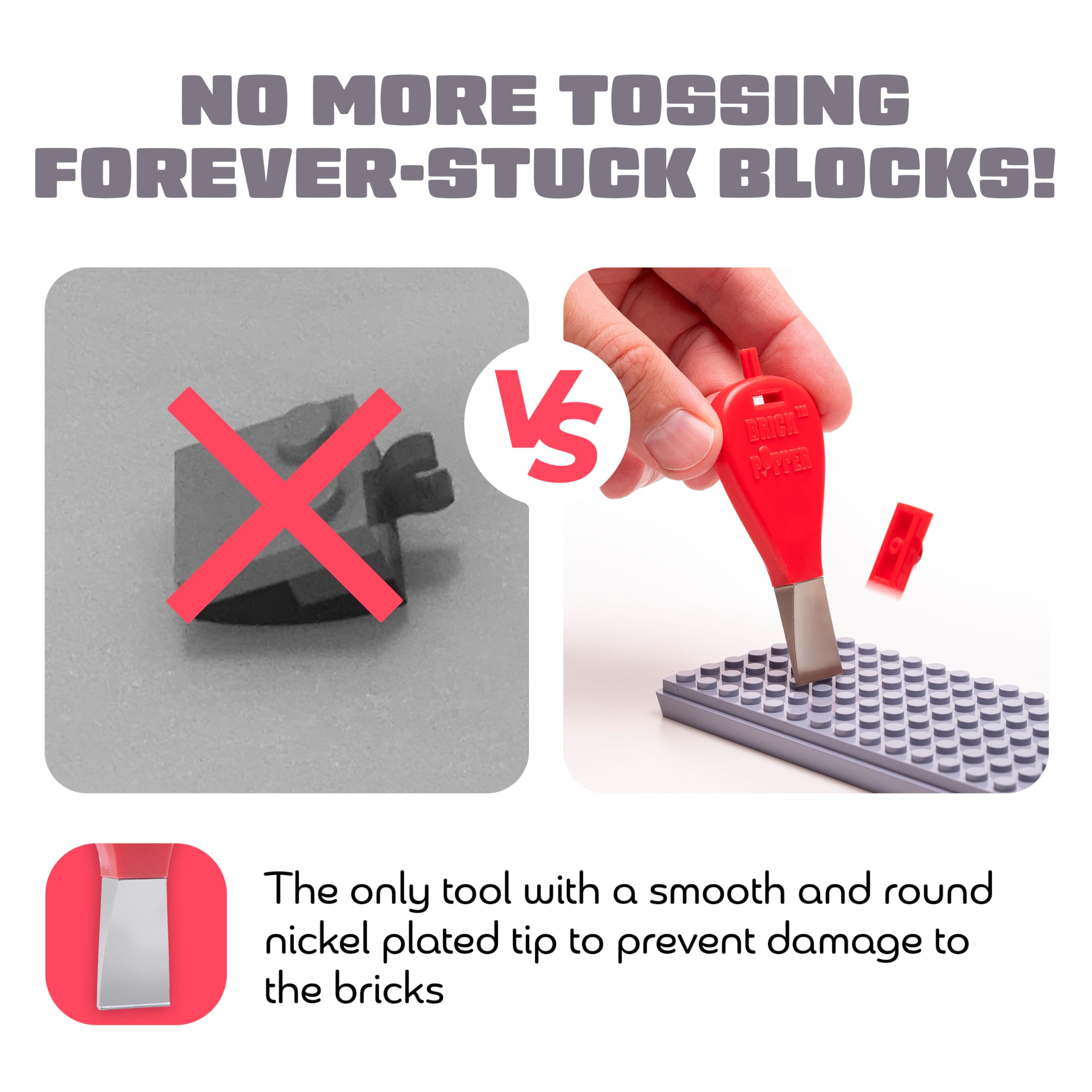 Brick Popper - World's Fastest Separator Tool - Efficient Remover for Kids and Adults - Perfect for Ages 6 and Up - Essential Tool (Red)