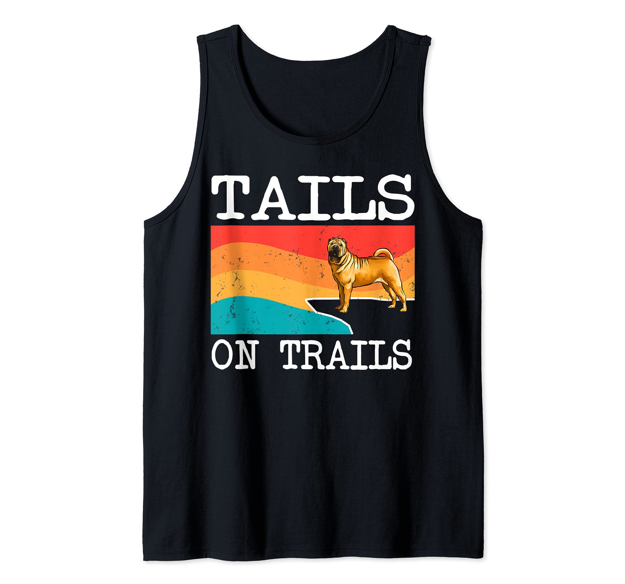 Tails On Trails Chinese Shar-Pei Dog Funny Hiking Tank Top