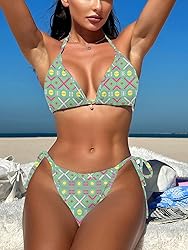 TASHEHE Women's Floral Bikini Set String Triangle