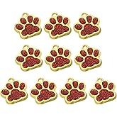 PATIKIL Animal Dog Cat Paw Print Pendants, 10 Pcs Crystal Footprint Dog Cat Paw Prints Pendants for DIY Necklace Bracelet Enamel Jewelry Making, Red