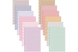 PerKoop 12 Pack Junior Size TUL Discbound Lined Refill Paper A5 Tul Paper Refills 600 Sheets 5.5'' x 8.5'' College Ruled for TUL Custom Note-Taking System Discbound Notebook(Dreaming Color)
