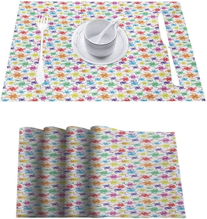 Dinner Table Mats Cotton Linen Pads Home Decor, Pinwheel Vibrant
