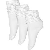 Winterlace Scrunch Crew Slouch Cotton Womens Socks 3-Pair Ribbed Soft Retro Boot Calf Sock