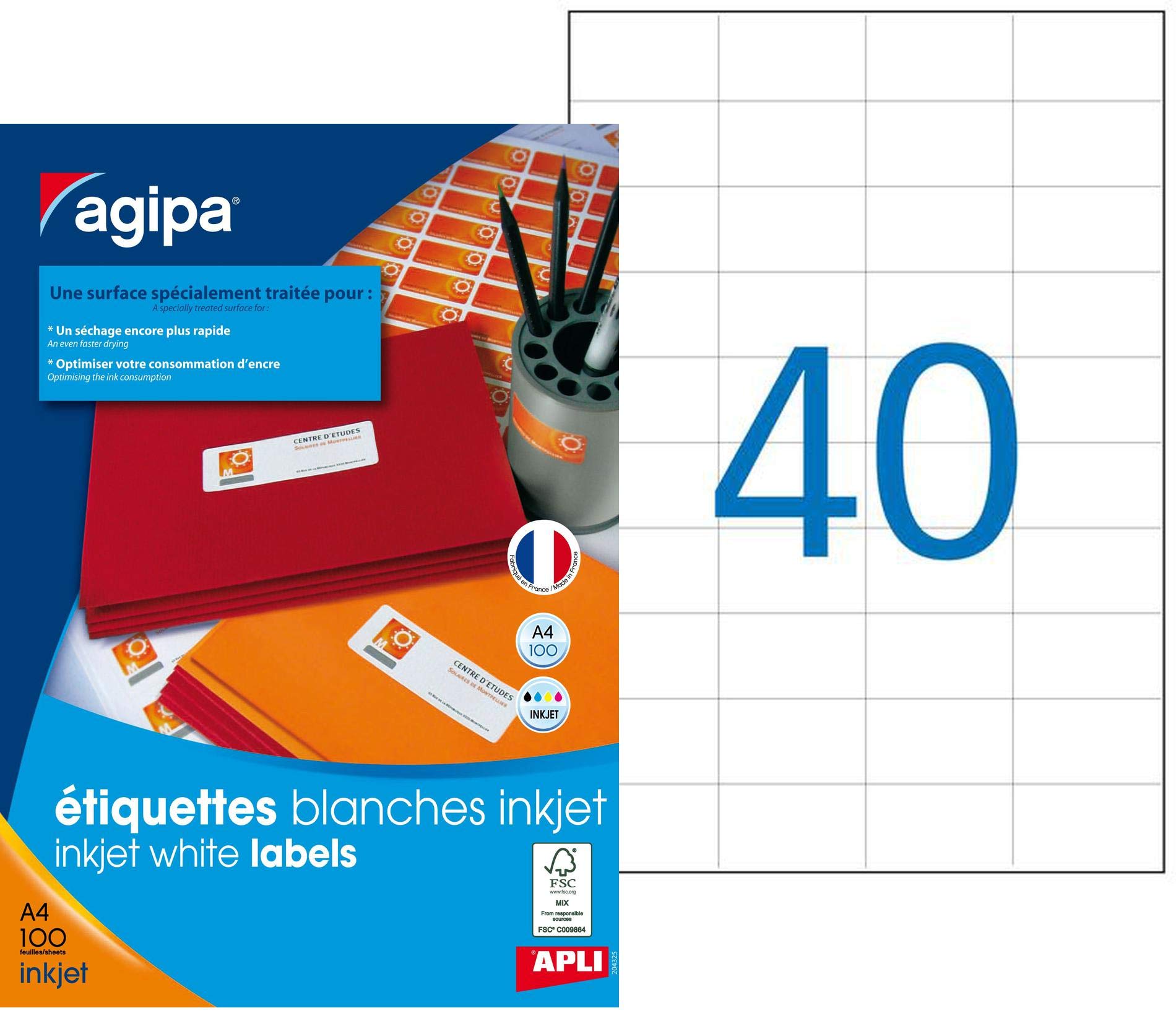 APLI 102496 52,5 mm x 29,7 mm, 4000 Inkjet Labels with Rounded Corners White