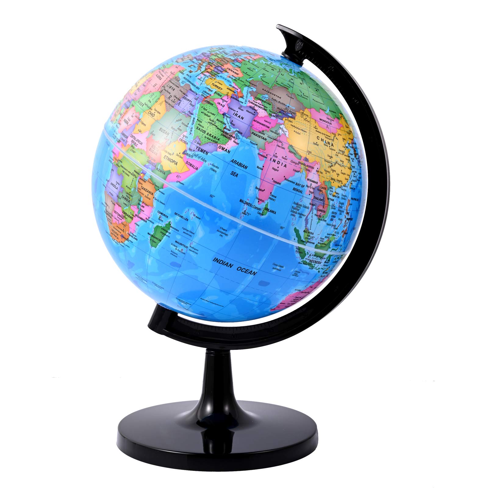 Fun Lites 20CM World Globe for Kids Learning, DIY Assemble Educational Rotating World Map Globes Large Size Decorative Earth Children Globe for Classroom Geography Teaching, Desk and Office Decoration
