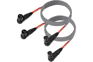 SZLliyxs 2-Pack Right Angle XLR Cable,3 FT,Adjustable-Female XLR to Male XLR Microphone Mic Cable Cord, 90 Degree Female to 9