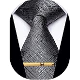 YourTies Men's Neckties Striped Tie and Plaid Neckties for Men Woven Silk Tie Gold Tie Clip Set
