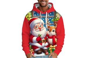 Ugly Christmas Sweater Men Funny Hoodies Plus Size Vacation Family Snowman Couples Matching Soft Big Tall Santa Sweatshirt