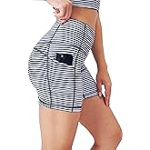 Tough Mode Women High Rise 5" Super Soft Athletic Shorts Pockets Bike Fitness Workout Running Yoga Tummy Control