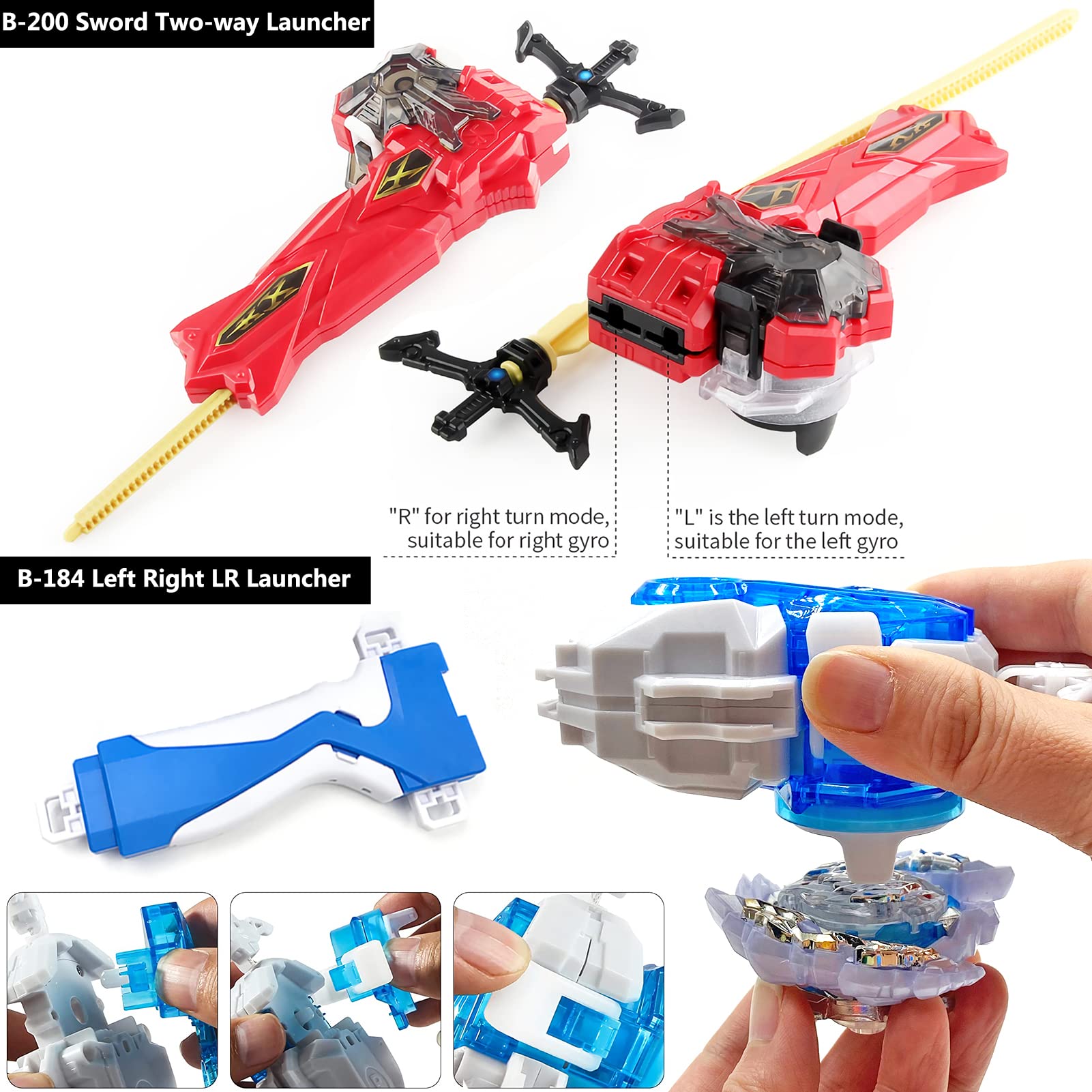 Bey Battling Top Burst Stadium Battle Set -- Complete Battle Game Set with stadium, 8 Bey Blades Toys & 2 Two-Way LR Launchers Grip Combat Battling Game Toys Birthday Gifts for 8-12 Boys Children Kids