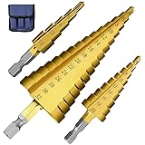 Tworider 3pcs Metric Step Drill Bit, Hss Step Drill