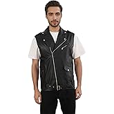 Idopy Classic Men`s Motorcycle Faux Leather Vest Riding Club Biker PU Sleeveless Jacket Waistcoat