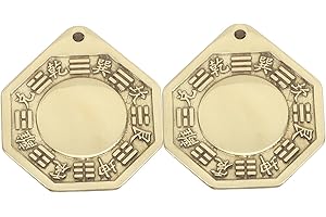 HOOWIFFY 2Pcs Pure Copper Bagua Convex Mirror 5Cm for Indoor Feng Shui Home Decor, Evil Spirits Exorcism,