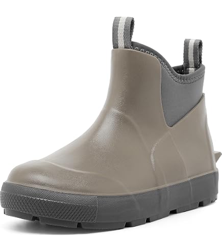 Men\'s Olive Ankle Deck Waterproof Rubber Neoprene Fishing Non-Slip Rain Boot Amazon.com | Imyaseiv Men main image 3