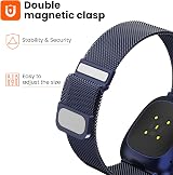 Yoohoo Straps for Fitbit Versa 3/4 Sense 2 Stainless Steel Double Magnetic Blue view 2