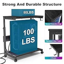 Height Adjustable Computer Tower Stand with Charge