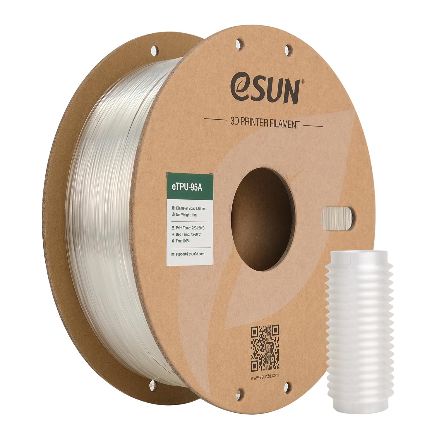 eSUN TPU-95A Filament 1.75mm, Flexible 3D Printer Filament TPU, Dimensional Accuracy +/- 0.05mm, 1KG Spool (2.2 LBS) 3D Printing Filament for 3D Printers, Natural