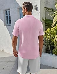 COOFANDY Men's Henley Shirt Short Sleeve Stand