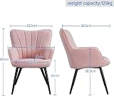 Yaheetech Modern Tub Chair Pink Linen Fabric Armchair with Curved Back view 3