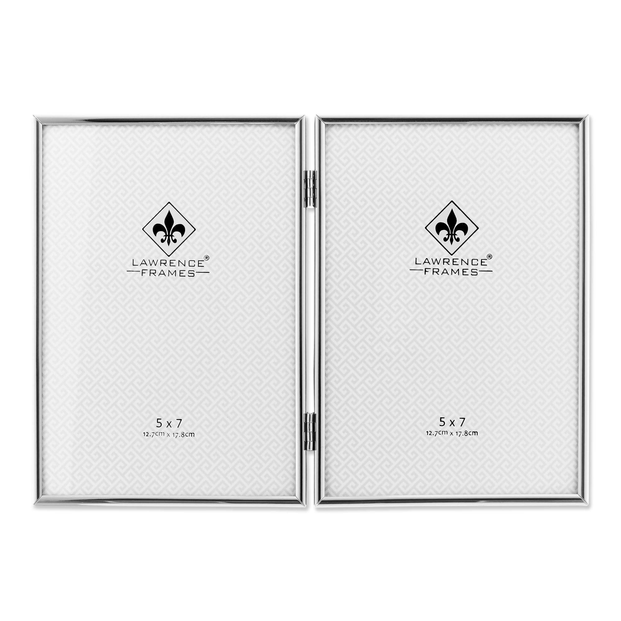 Lawrence Frames Hinged Double Simply Metal Picture Frame, 5 by 7-Inch, Silver