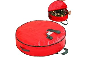 Christmas Wreath Storage, Large-Capacity Durable Round Handbag, Waterproof Fabric Double Zipper Multi-Layer Storage Bag, Gara