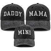 Daddy Mama Mini Parent-Child Hat, Funny Adjustable Cotton Embroidered Matching Family Baseball Cap Set of 3