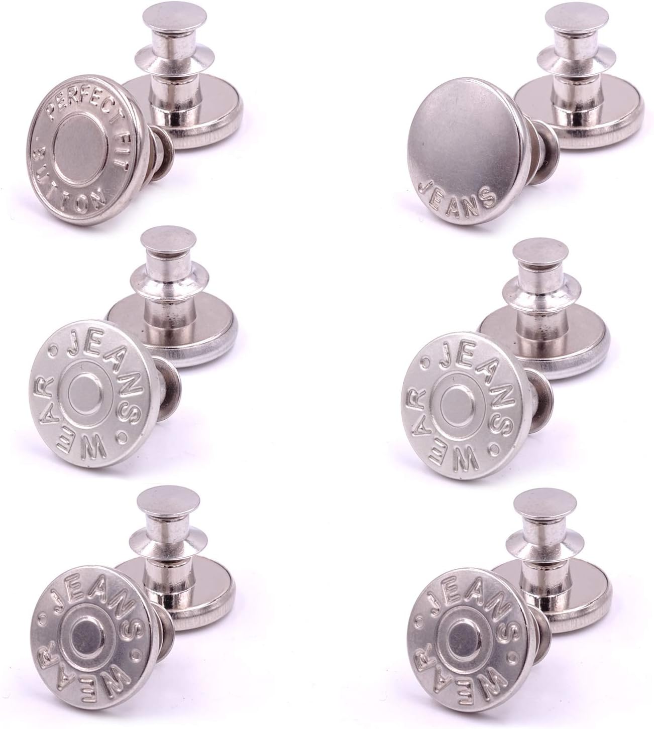 willikiva 6Pcs Instant Buttons Adjustable Jean Button No