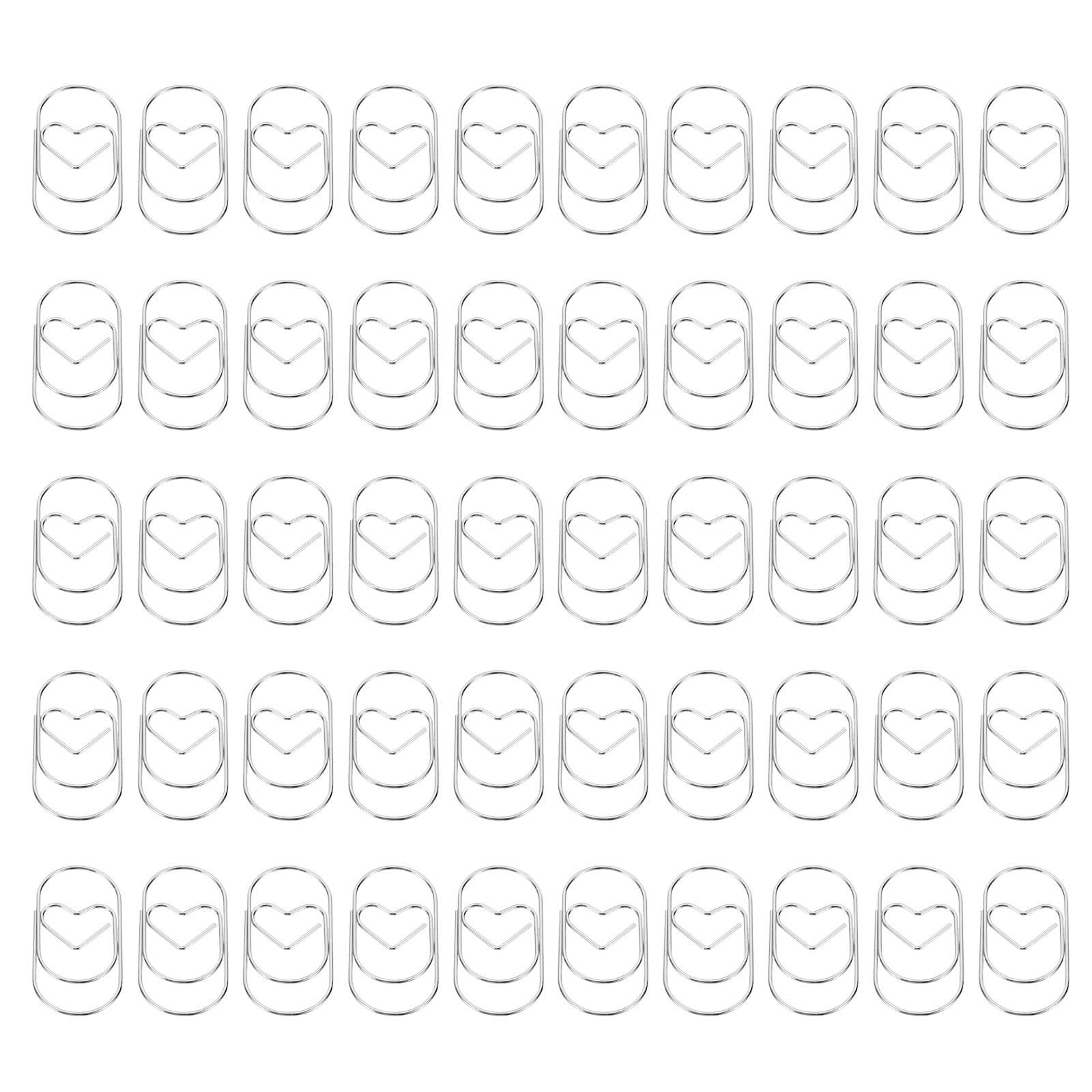 YOKIVE 50 Pcs Paper Clip, Heart-Shaped Clips, Keep Table Neat, Great for Office, Art, Home, Daily Use (Silver Tone, 2-inch)