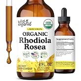 USDA Organic Rhodiola Rosea Tincture - Relaxation &amp; Mood Support - 4 oz | Relaxation &amp; Mood Support - Rhodiola Rosea Root Extract Liquid Drops - Add to Tea - Vegan, No Sugar &amp; Alcohol-Free