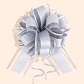 8 Pcs Large Pull Bows for Gift Wrapping, Party Wedding Ribbon Bows for Wrapping Boxes, Flower Decorations, Gift Baskets Decorations (6 inches - Gray)