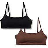 Amazon Essentials Women's Cotton Jersey Adjustable Scoop Bralette, Pack of 2
